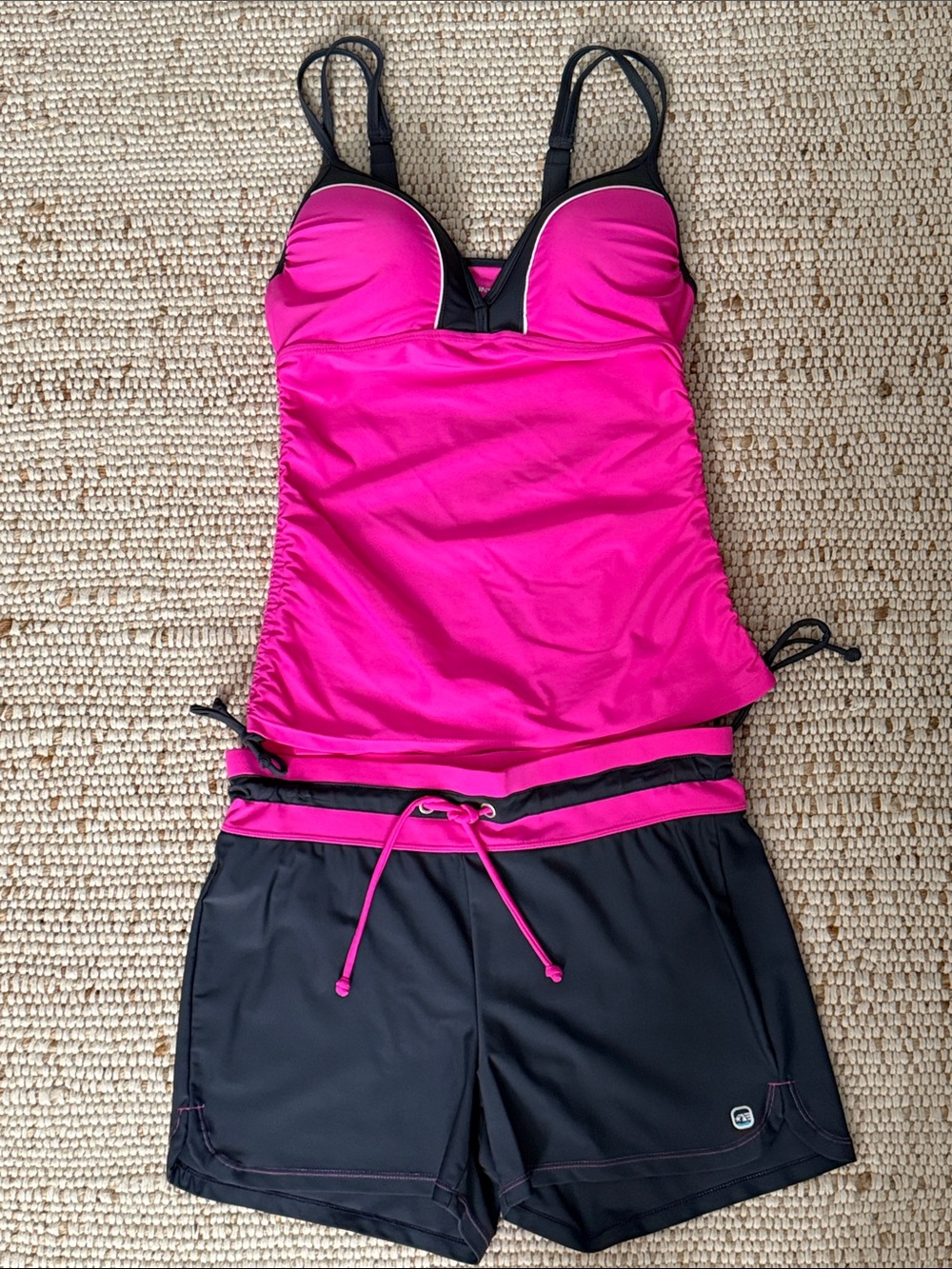 Free Country Hot Pink & Black Swim Tankini with Shorts